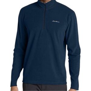 EDDIE BAUER Men's Quest Fleece 1/4-Zip Pullover Shirt | Long Sleeves Blue Medium